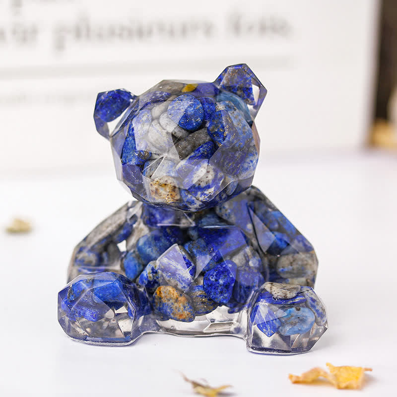 Decorazione con pietra preziosa a forma di orso seduto con specchio Olivenorma