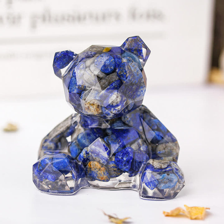 Decorazione con pietra preziosa a forma di orso seduto con specchio Olivenorma