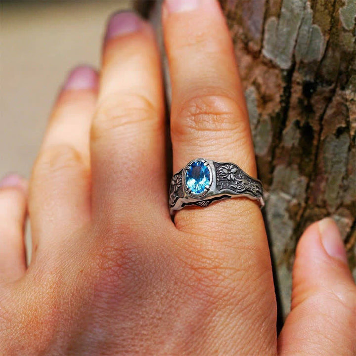 Olivenorma Buddhi Mudra - Anello con topazio azzurro svizzero 