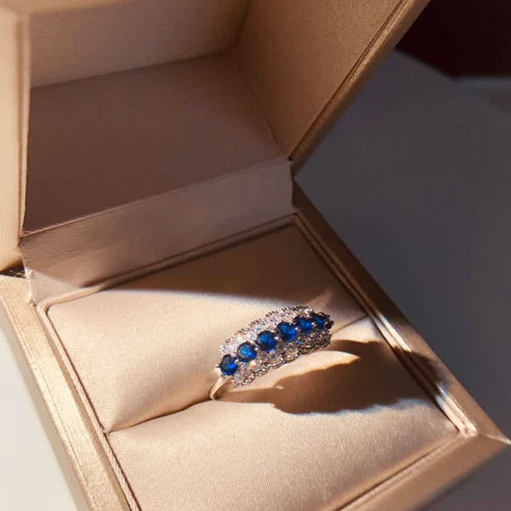 Anello creativo Olivenorma con zircone blu zaffiro cavo 
