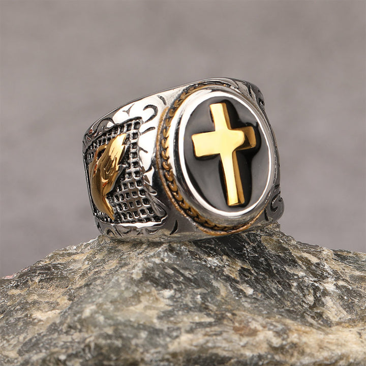 Anello vintage con simbolo della croce Olivenorma
