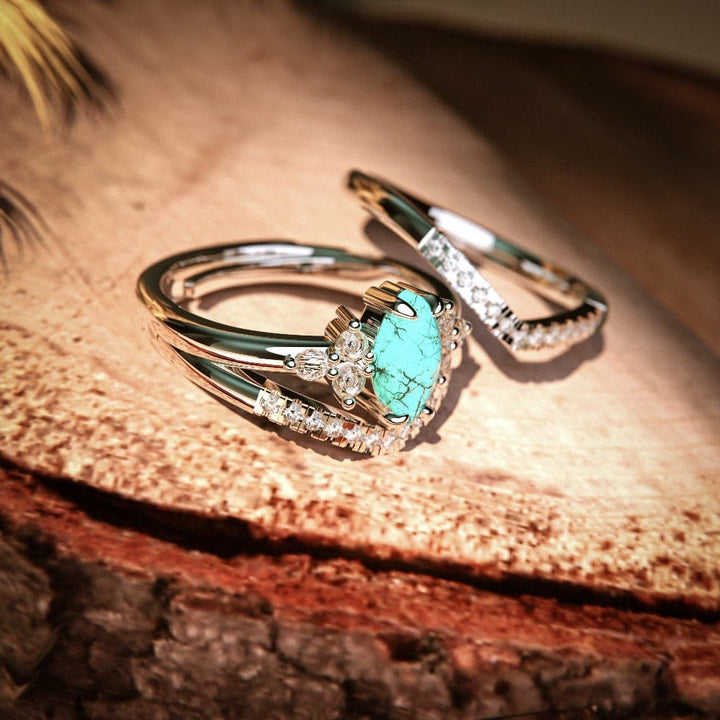 Olivenorma S925 Sterling Silver Turchese Anello in due pezzi