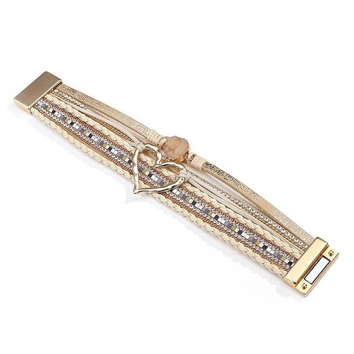 Olivenorma Bohemia Bracciale in pelle con cuore cavo