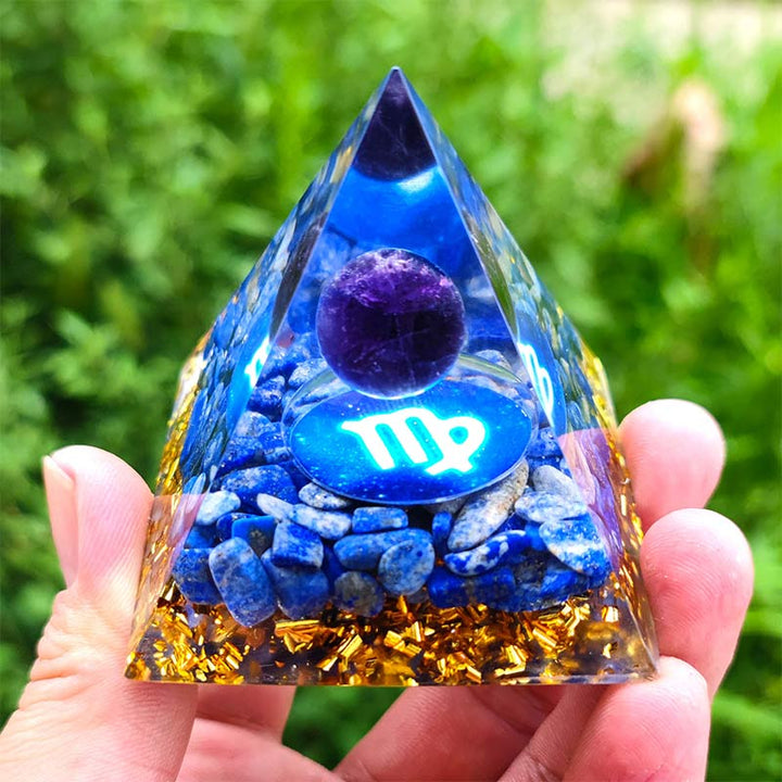 Olivenorma Ametista con Lapislazzuli Vergine Zodiaco Orgone Piramide 