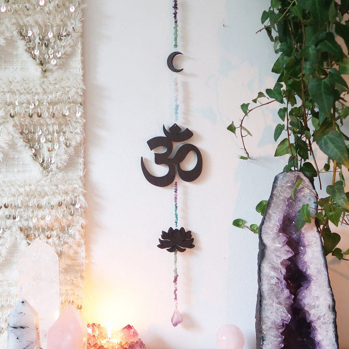 Decorazione da parete Olivenorma Rainbow Gemstone Lotus OM Moon