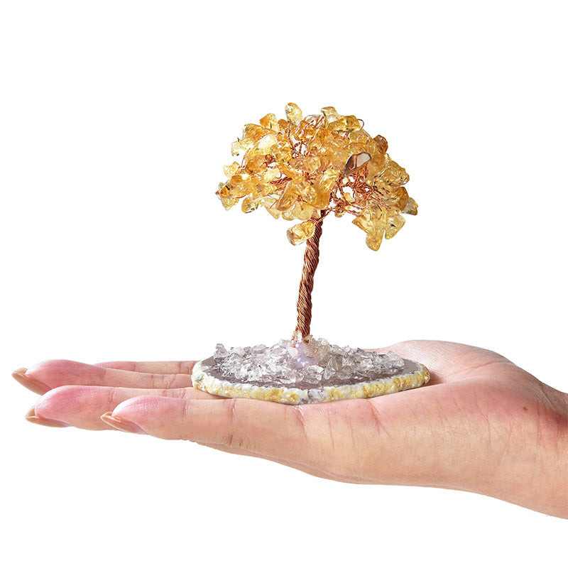 Albero Feng Shui con pietra preziosa naturale Olivenorma Citrine con base in agata