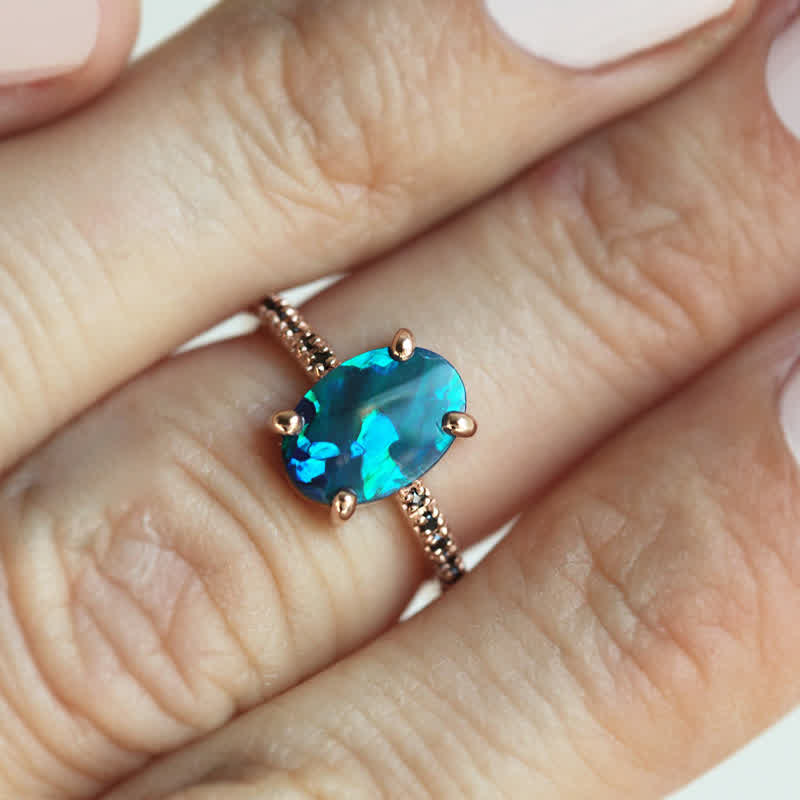 Olivenorma Sapphire con opale - Anello da 3 pezzi