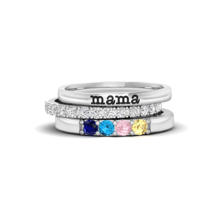 Olivenorma regalo personalizzato pietra portafortuna con zircone set di anelli da 3 pezzi