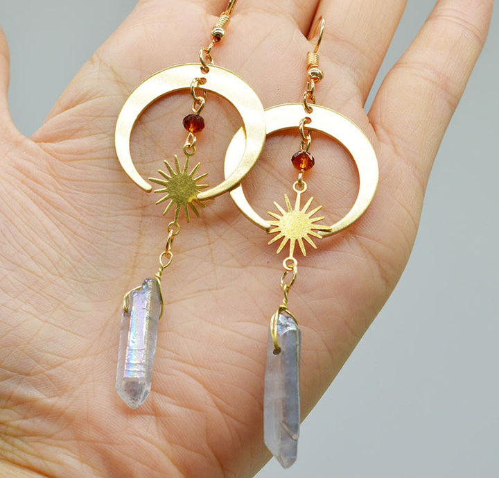 Orecchini Olivenorma con accessori in cristallo naturale luna stella fungo 