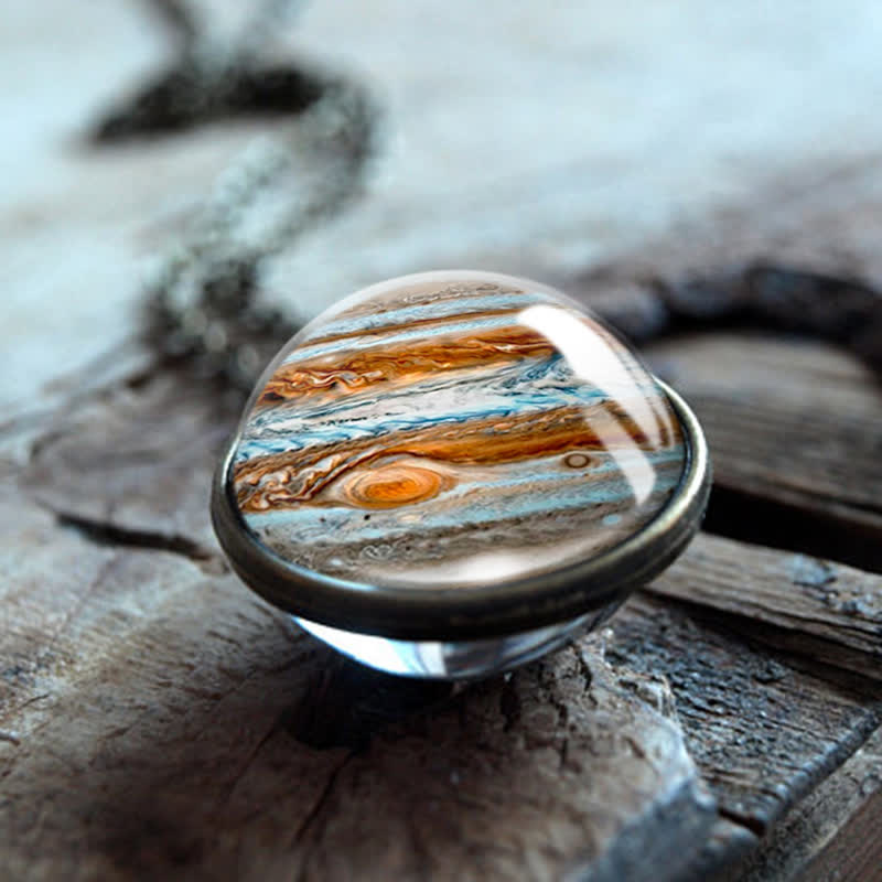 Collana Olivenorma con pianeti e cielo in vetro bifacciale