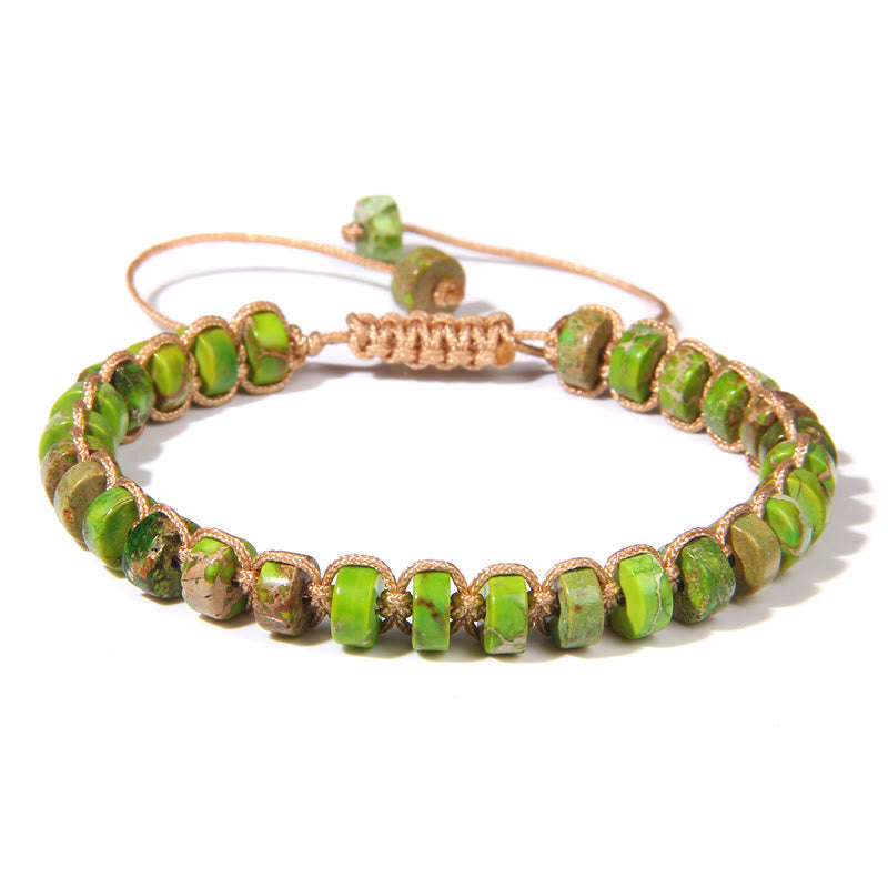 Bracciale intrecciato con perline di pietra naturale Olivenorma 