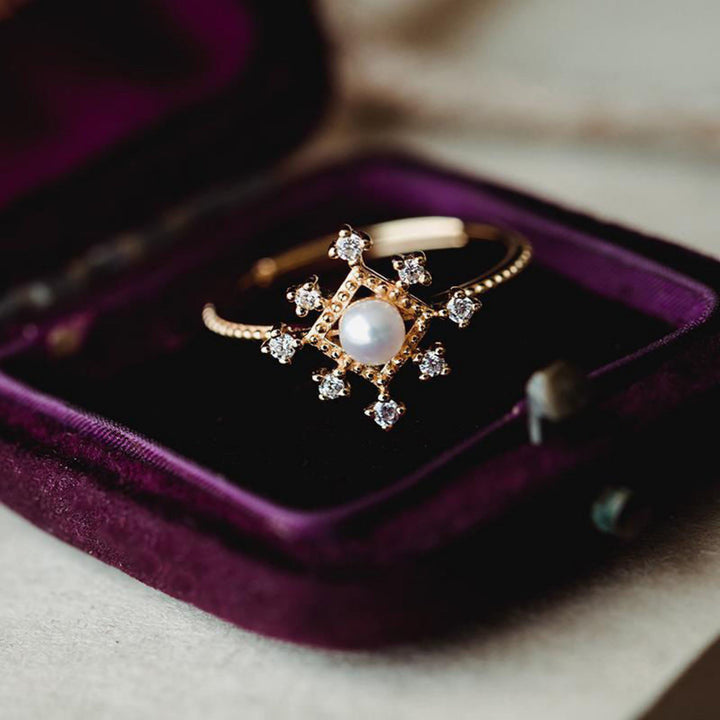 Anello con perla naturale Olivenorma Romontic Flower e zircone