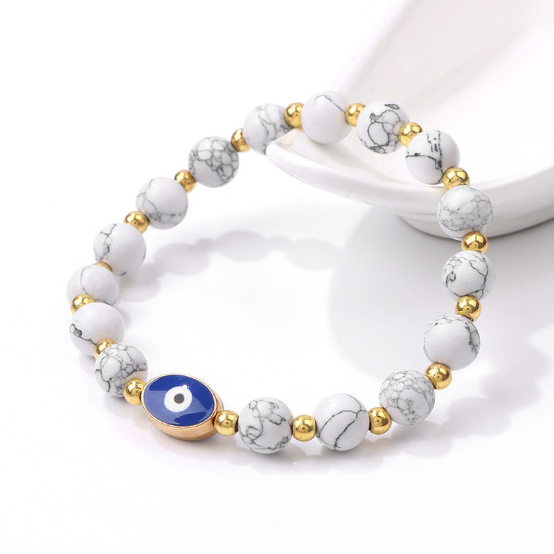 Olivenorma Braccialetto Occhio di Tigre Blu 8mm Malocchio