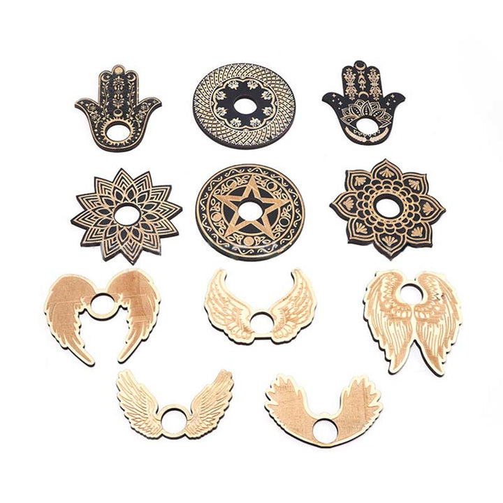 Supporto per sfera di cristallo con espositore di pietre preziose a forma di ala di Hamsa Olivenorma