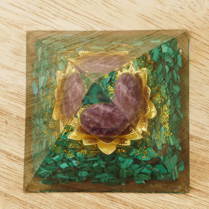 Olivenorma Ametista Malachite Loto Simbolo Orgone Piramide