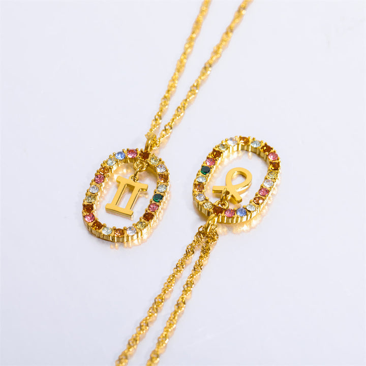 Collana Olivenorma Zircone traforato Ovale Costellazione Zodiacale