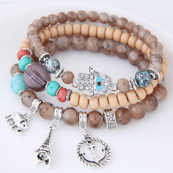 Olivenorma Elephant Tower Evil Eye Bracciale Hamsa Set