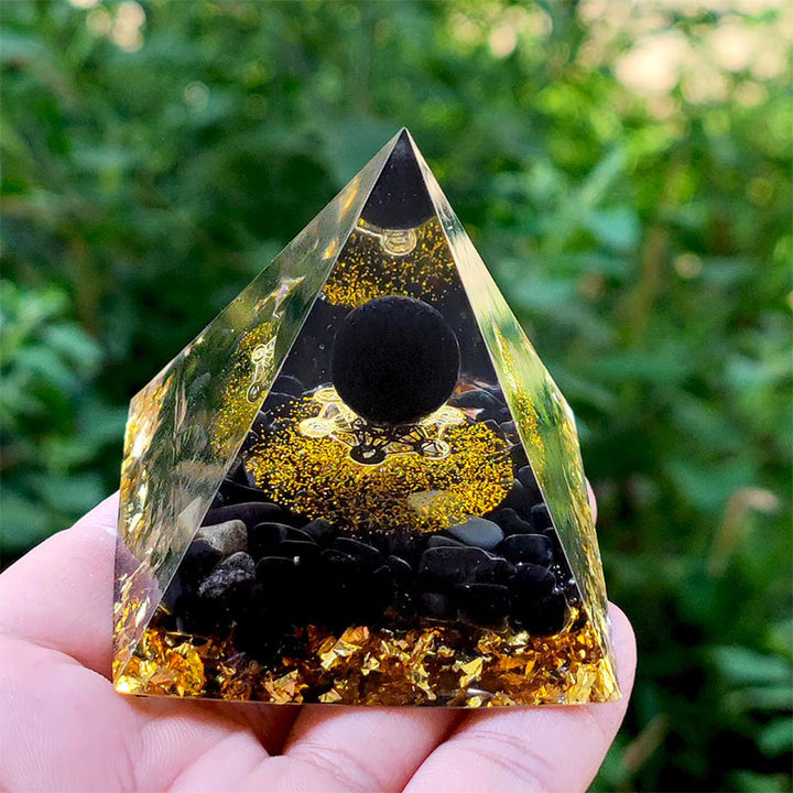 Piramide di orgone in ossidiana Olivenorma 