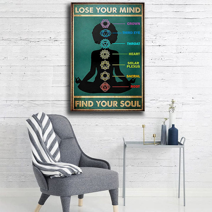 Olivenorma Chakra Yoga Poster decorativo "PERDI LA MENTE TROVA LA TUA ANIMA"
