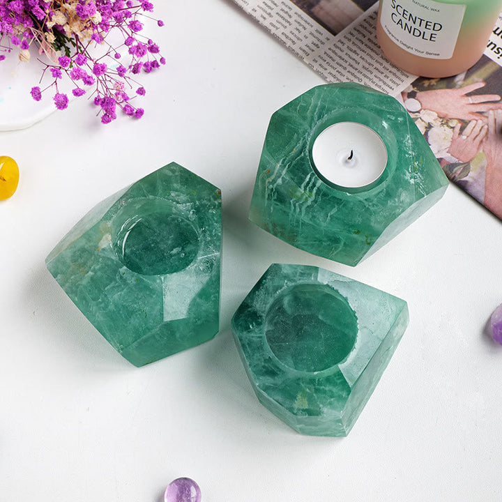 Portacandele in fluorite verde Olivenorma Polish Natural Stone
