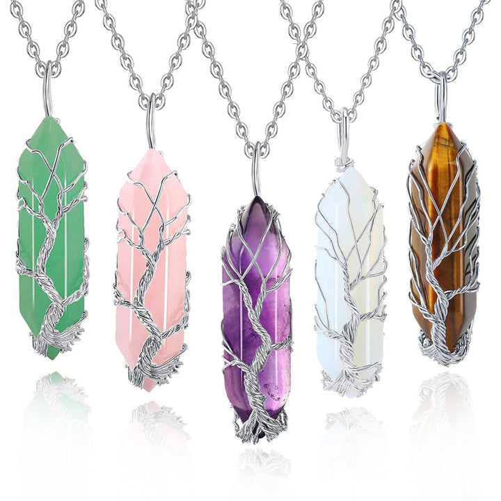 Collana in cristallo Olivenorma con pietra preziosa dell'albero della vita