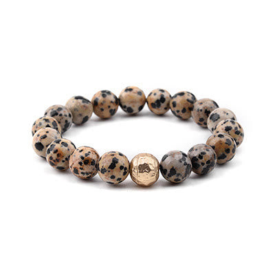 Olivenorma Bracciale con ciondolo Hamsa in ossidiana diaspro dalmata naturale