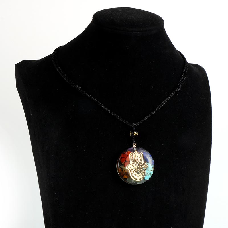 Collana con simbolo del malocchio in pietra di cristallo naturale dei chakra Olivenorma 