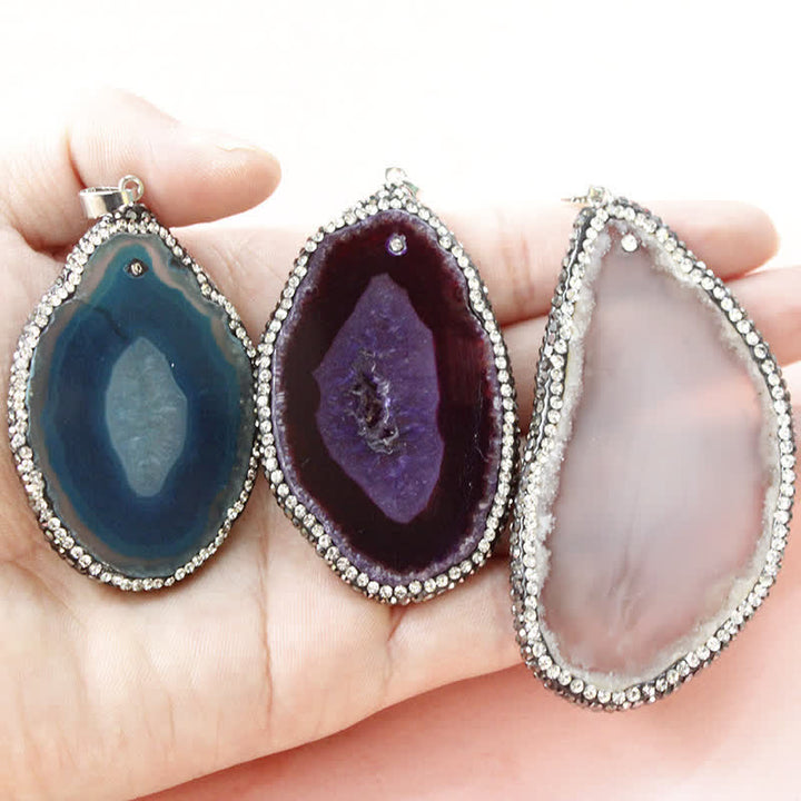 Collana in geode di cristallo naturale ornato Olivenorma