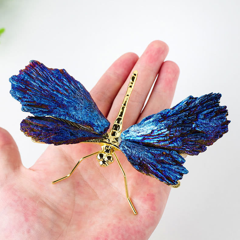 Decorazione con pietra preziosa libellula, tormalina, cianite e aura Olivenorma
