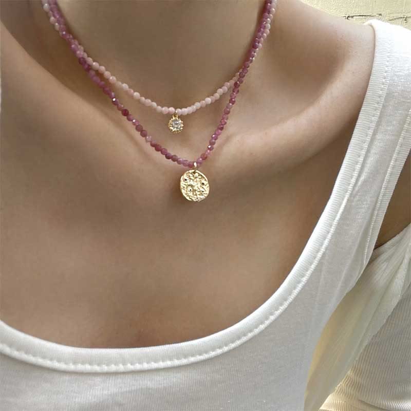 Collana con ciondolo in metallo con cristallo naturale Olivenorma
