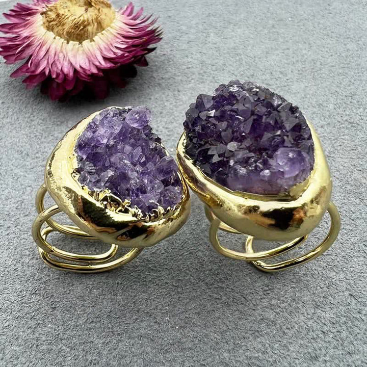 Anello regolabile con pietra preziosa naturale in oro Olivenorma