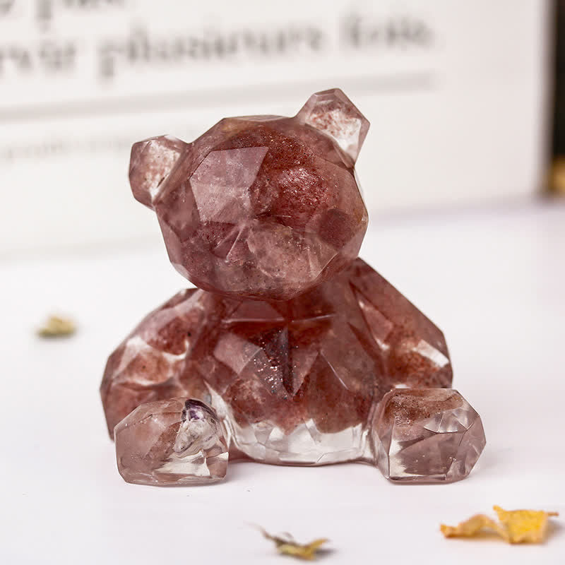 Decorazione con pietra preziosa a forma di orso seduto con specchio Olivenorma