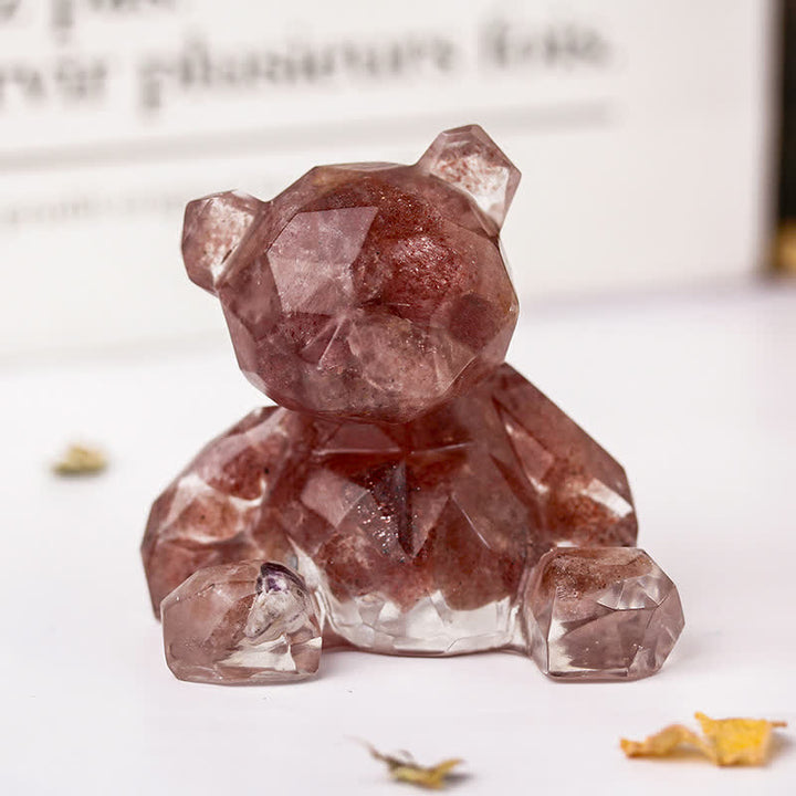 Decorazione con pietra preziosa a forma di orso seduto con specchio Olivenorma