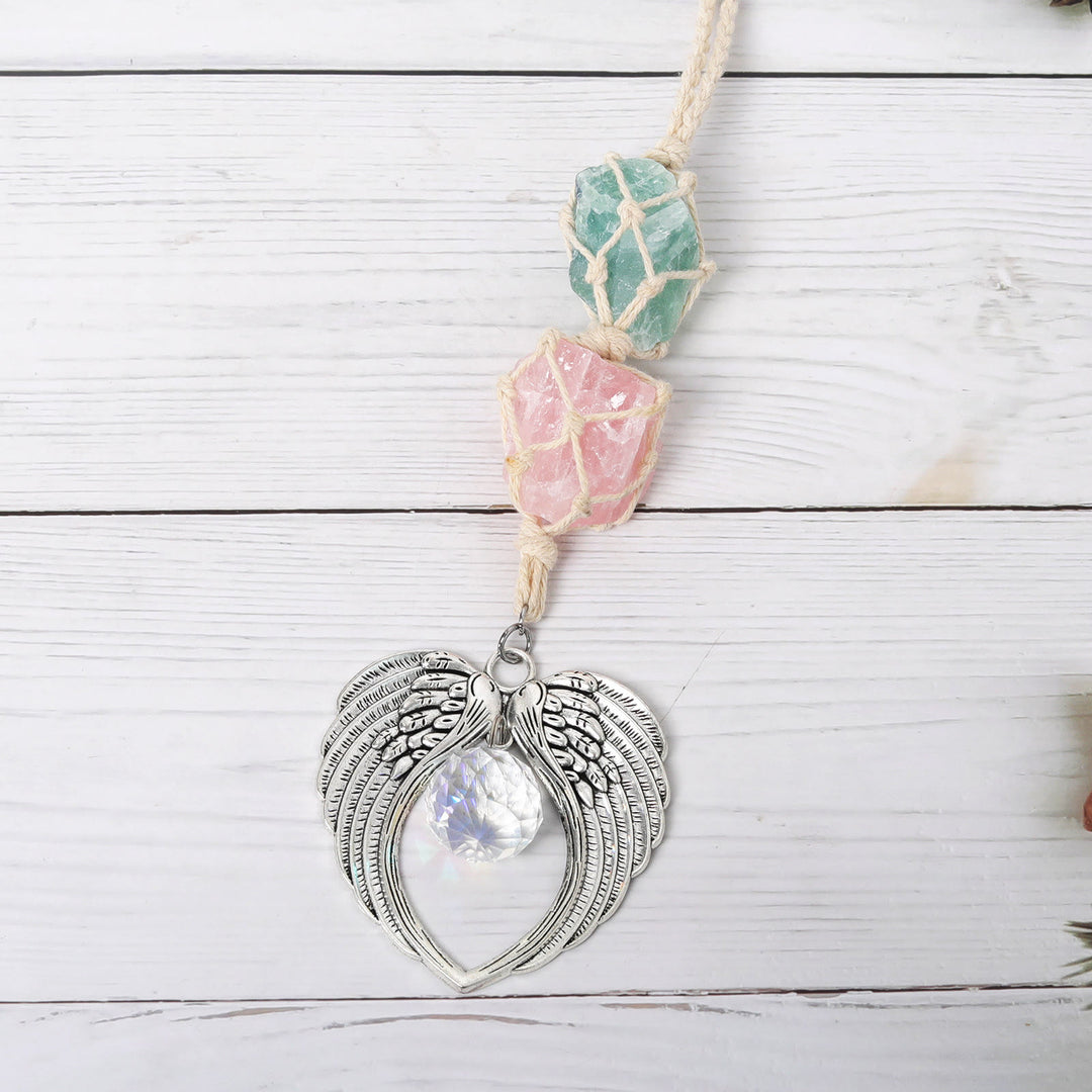 Olivenorma Decorazione per finestra con acchiappasole a forma di ali d'angelo in metallo