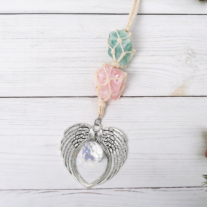 Olivenorma Decorazione per finestra con acchiappasole a forma di ali d'angelo in metallo