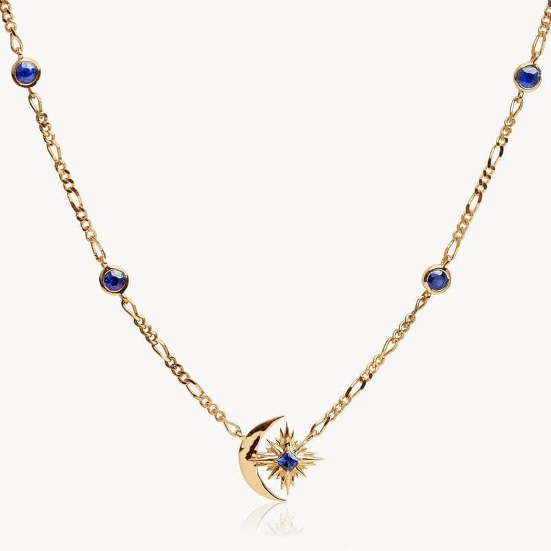 Collana Olivenorma Sapphire Moon Star in rame placcato oro