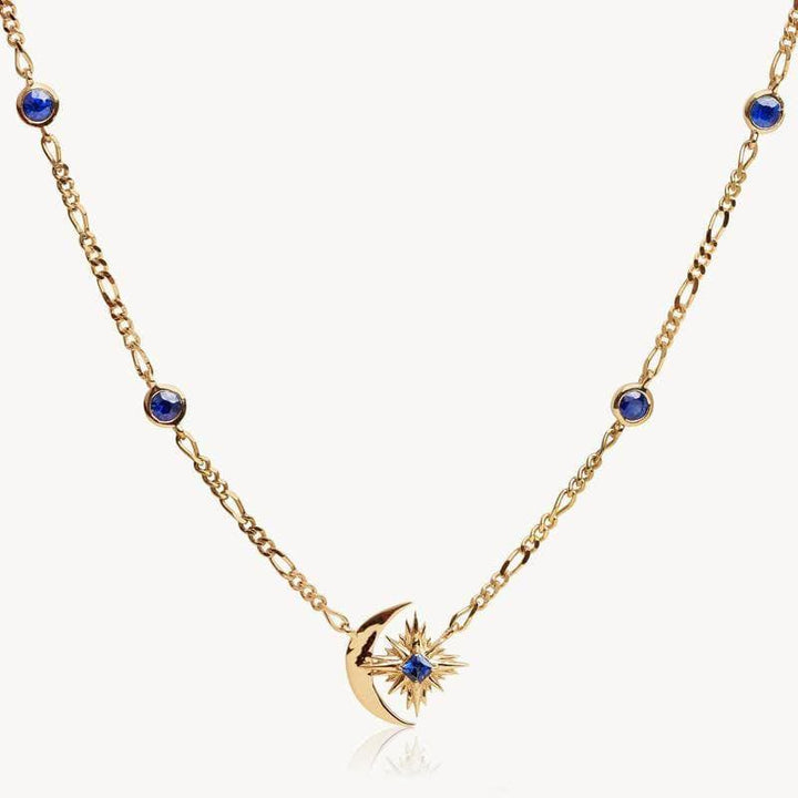 Collana Olivenorma Sapphire Moon Star in rame placcato oro