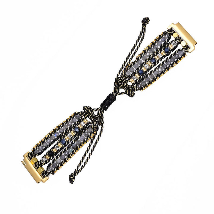 Bracciale Olivenorma con cinturino Samsung intrecciato nero con perline di cristallo 