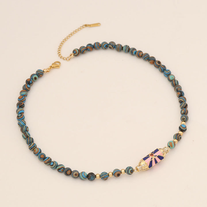 Collana Olivenorma Malocchio Malachite e Turchese