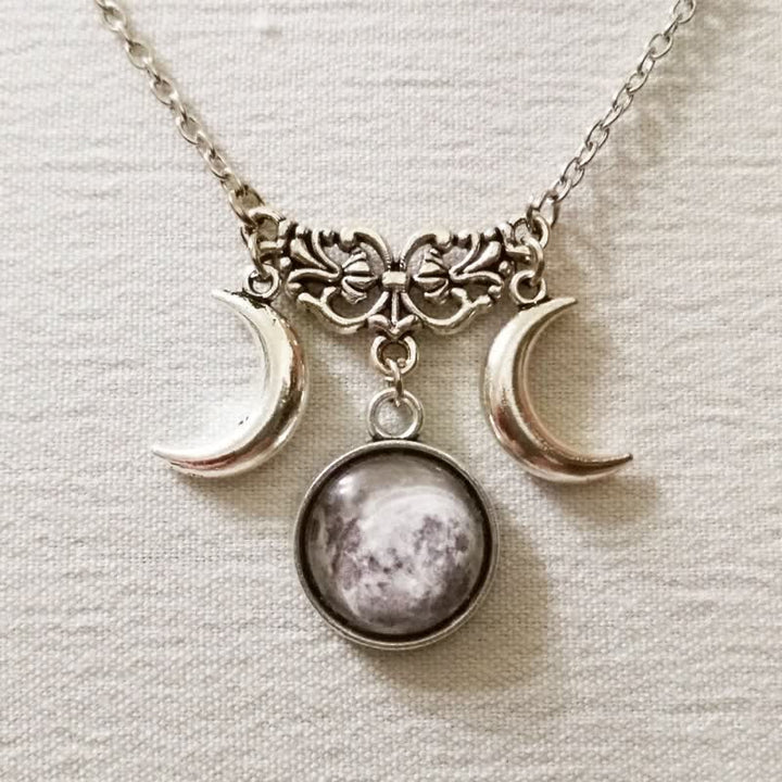 Collana in vetro Olivenorma Vintage con doppia mezzaluna 