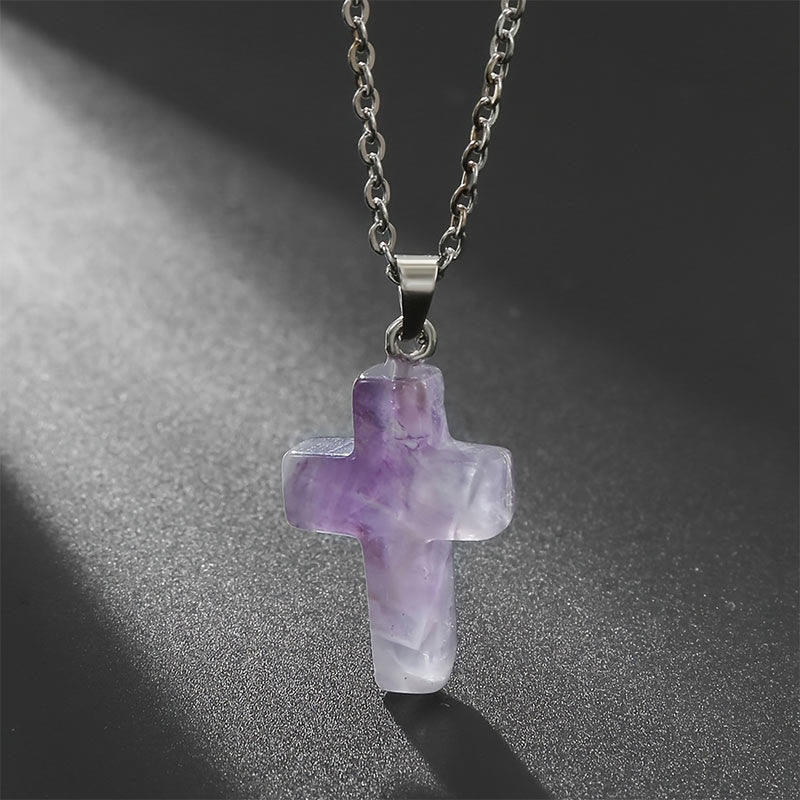 Collana con croce in pietra naturale Olivenorma 