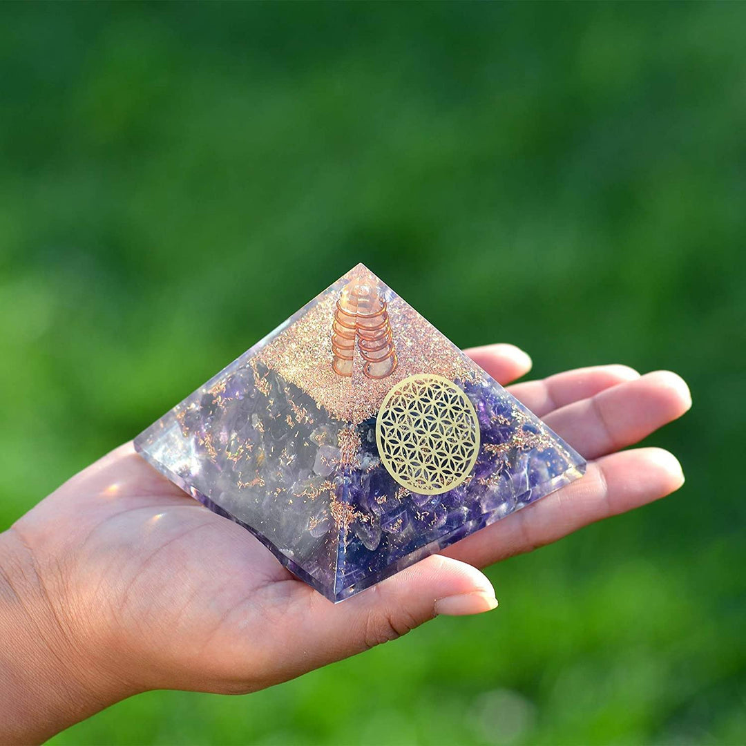Olivenorma Ametista Fiore della Vita Piramide Orgonica 