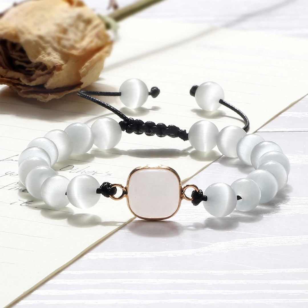 Braccialetto Olivenorma con perline in pietra occhio di gatto e opalite