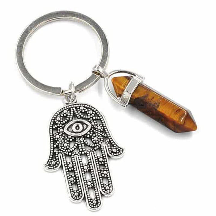 Olivenorma Portachiavi in cristallo con mano di Hamsa ispiratrice