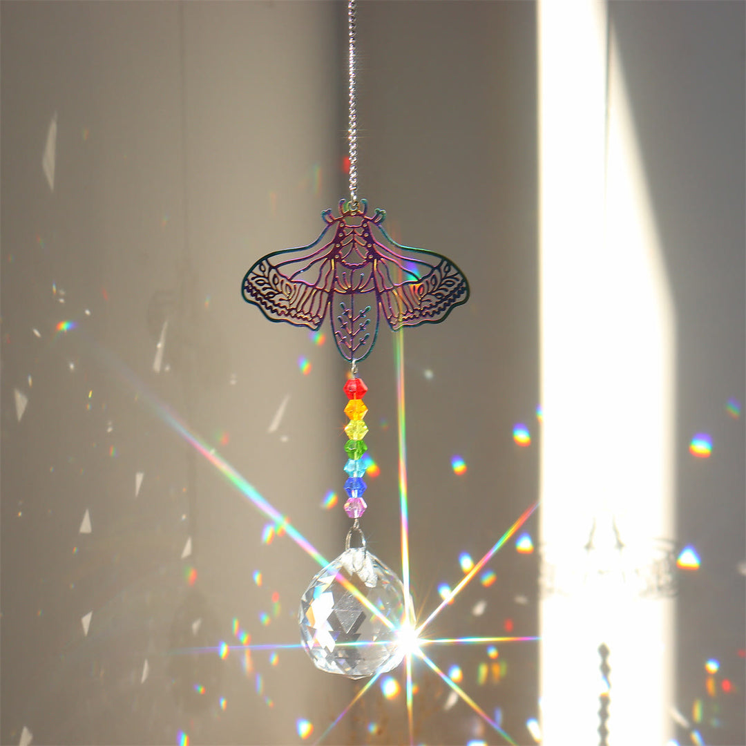 Olivenorma Clear Crystal Chakra Beads Hanging Wind Chime Suncatcher - Falena colorata - image 40