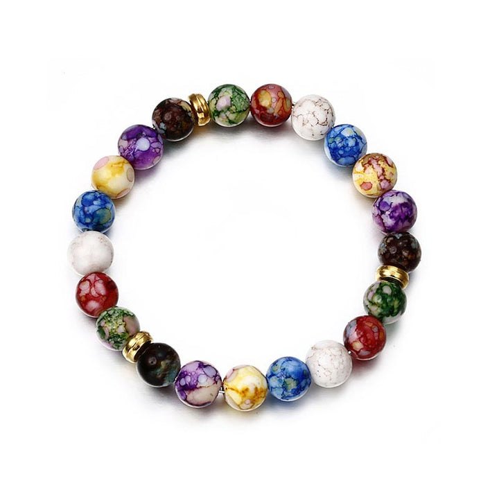 Bracciale yoga con sette chakra in pietra di agata colorata