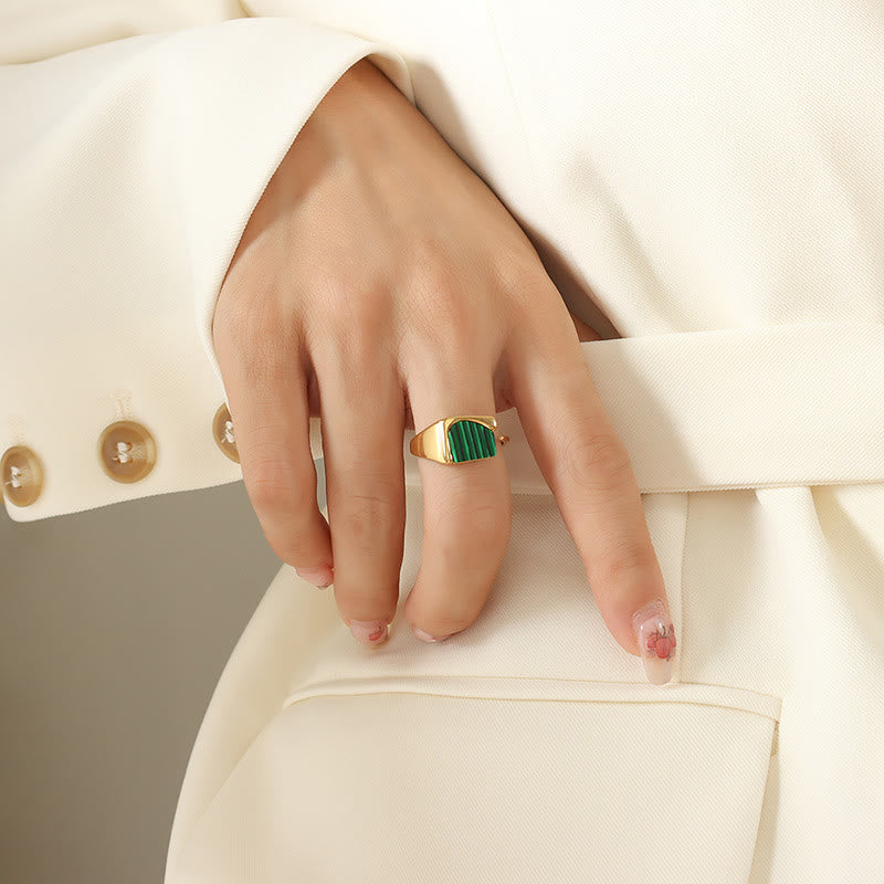 Anello con pietra preziosa di malachite Olivenorma