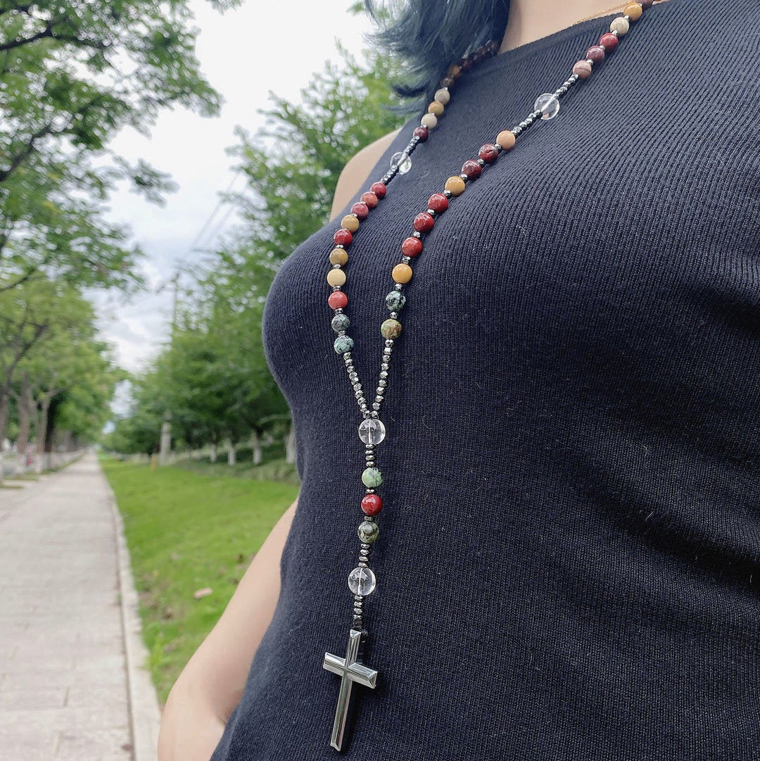 Olivenorma Natural Mookaite Perline Rosario Mala Collane