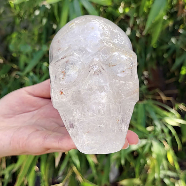 Olivenorma 10cm Decorazione in pietra preziosa di cristallo trasparente naturale Teschio di cristallo 