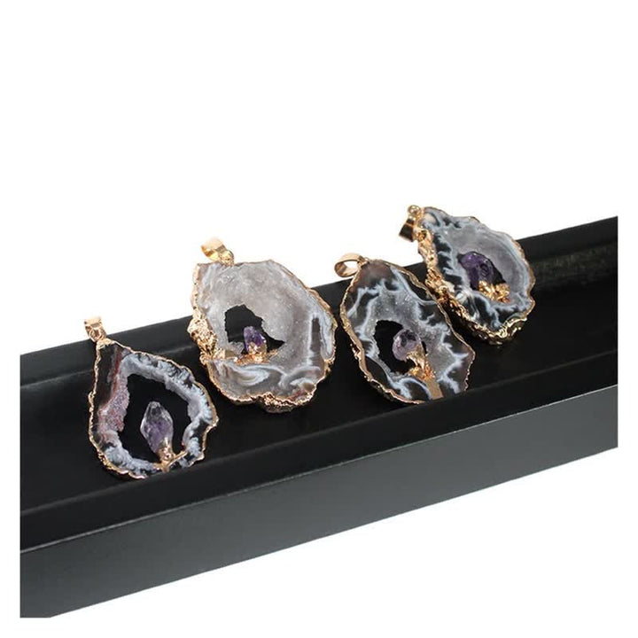 Collana in agata naturale, geode e ametista Olivenorma